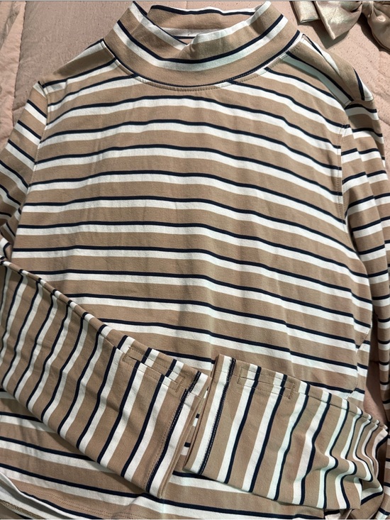 FP Movement by Free People Tops - FP Movement by Free People Beige, White & Black Striped Turtleneck Top